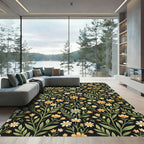 Yellow White Floral Vine Garden Rug