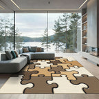 Earthy Tone Puzzle Piece Abstraction Rug