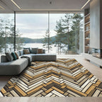 Neutral Herringbone Chevron Woven Texture Rug