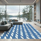 Deep Blue Diagonal Stripe Accordion Rug