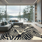 Bold Monochromatic Zebra Stripe Abstract Rug