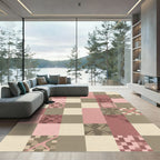 Dusty Rose Pink Geometric Blocks Accent Rug