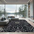 Monochrome Radiant Floral Burst Rug