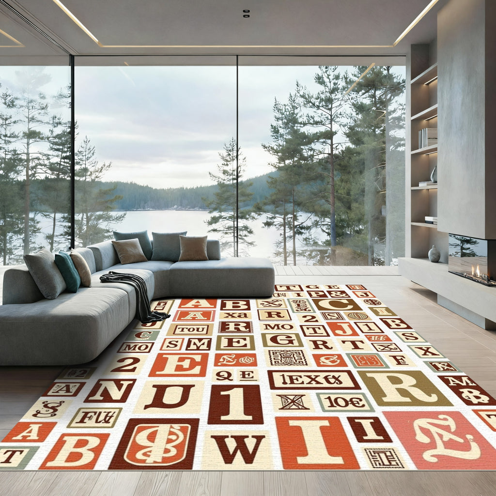 Vintage Alphabet Blocks Composition Rug