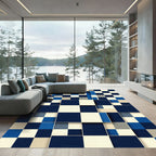 Deep Blue Layered Squares Rug
