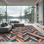 Peach and Slate Herringbone Weave Rug