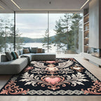 Cherubic Angel Pink Heart Filigree Rug