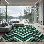 Deep Teal Zigzag Chevron Pattern Rug