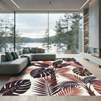 Tropical Terracotta Monstera Palm Collage Rug