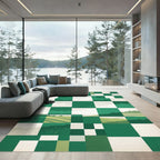 Emerald Checkerboard Landscape Scenic Rug