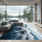 Ethereal Mountain Mist Blue Landscape Rug