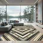 Stepped Diamond Geometric Stripe Rug