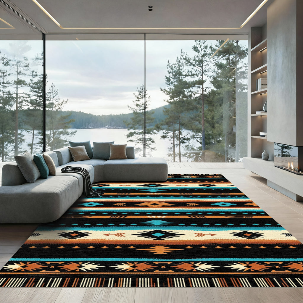 Navajo Inspired Geometric Diamond Stripe Rug