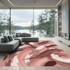 Abstract Earth Tone Brushstroke Swirl Rug