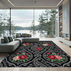 Ornate Paisley Red Floral Burst Rug