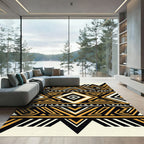 Bold Tribal Geometric Ochre Rug