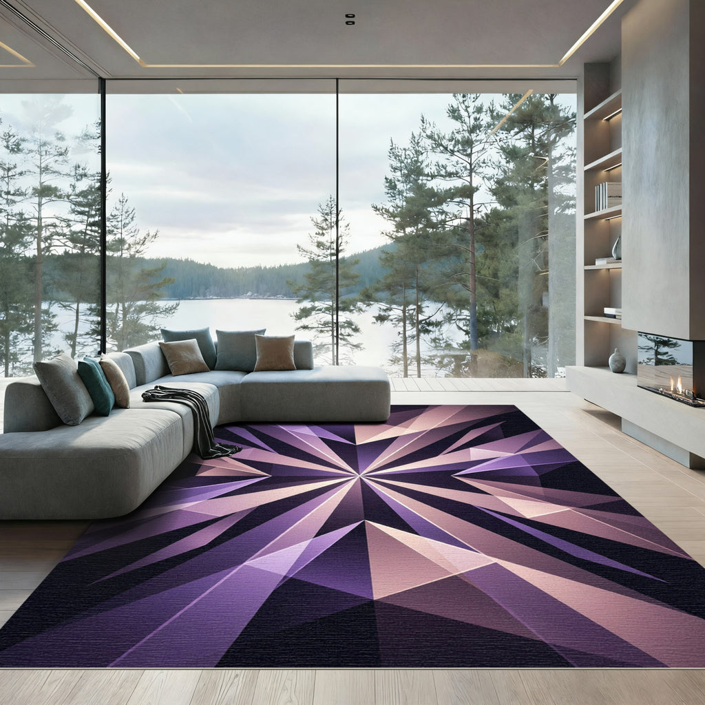 Amethyst Geometric Starburst Prism Rug