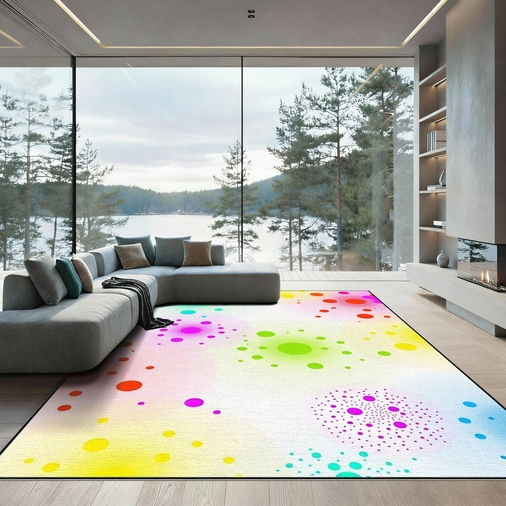 Vivid Abstract Bubble Burst Composition Rug