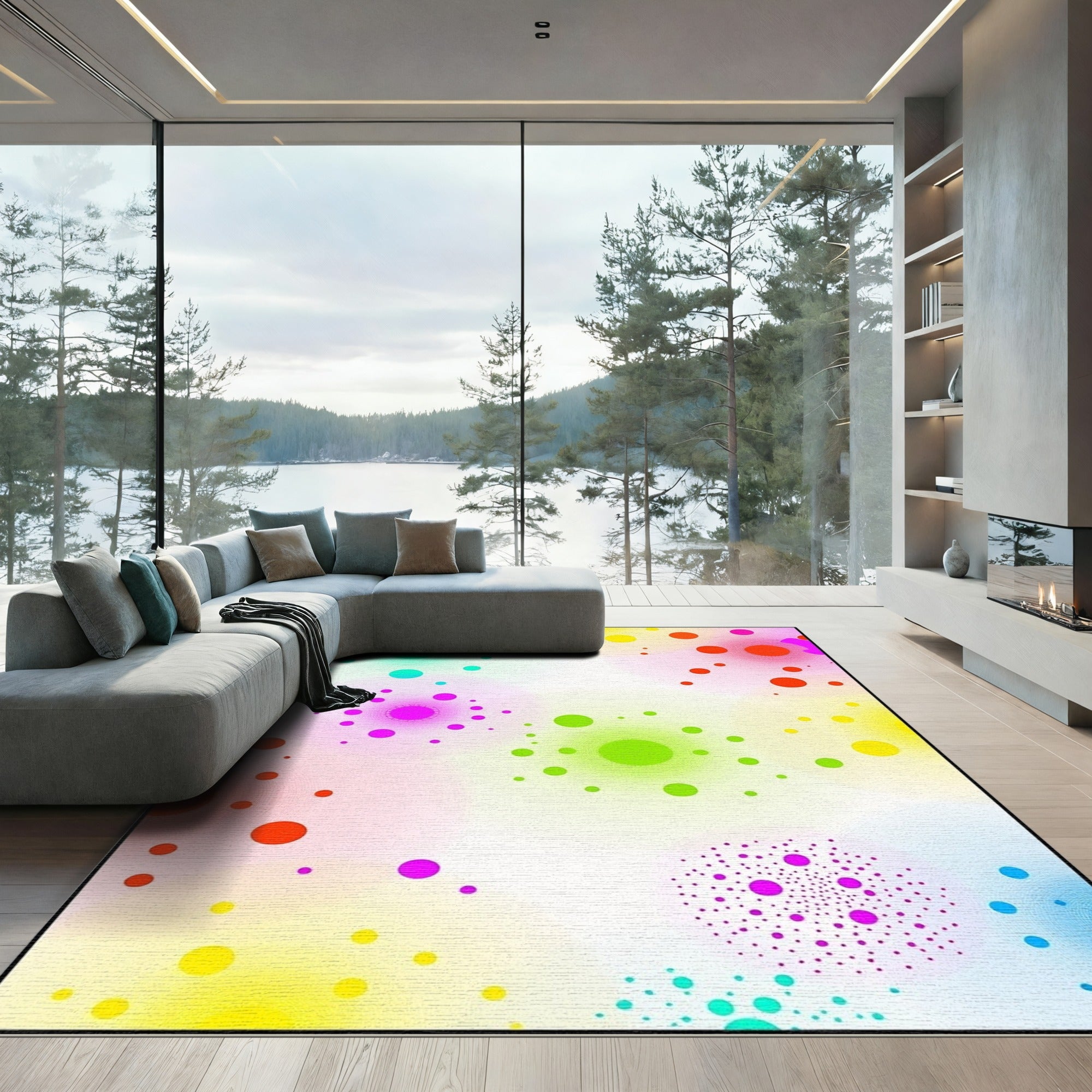Vivid Abstract Bubble Burst Composition Rug