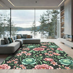 Romantic Blush Rose and Sage Botanical Rug