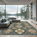 Vintage Ivory Rose Medallion Background Rug