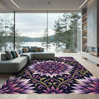 Elegant Violet Floral Mandala Arrangement Rug