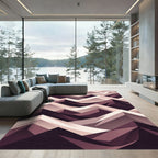 Modern Geometric Mountain Peak Monochrome Blush Rug