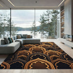 Golden Arch Overlay Geometric Espresso Decorative Rug
