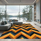 Bold Amber Zigzag Geometric Rug