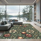 Botanical Pomegranate Forest Green Foliage Rug