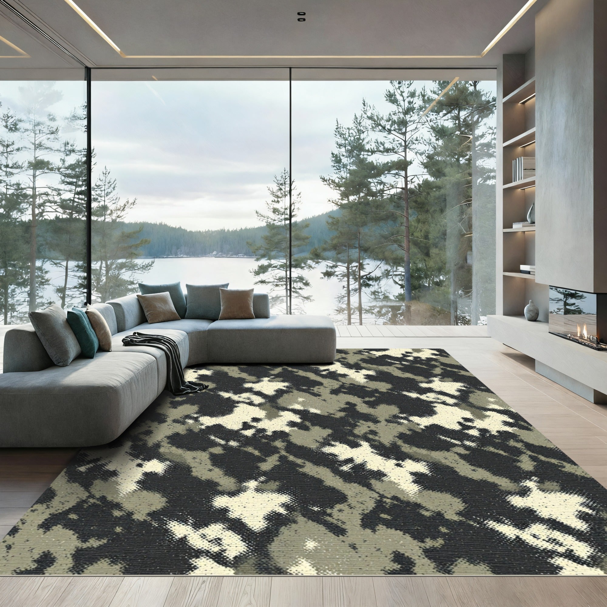 Abstract Camo Speckled Terrain Rug