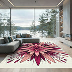 Crimson Pink Blooming Radial Floral Rug