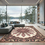 Blush Rose Floral Medallion Tapestry Rug