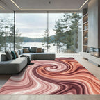 Soft Coral Swirl Abstract Rug