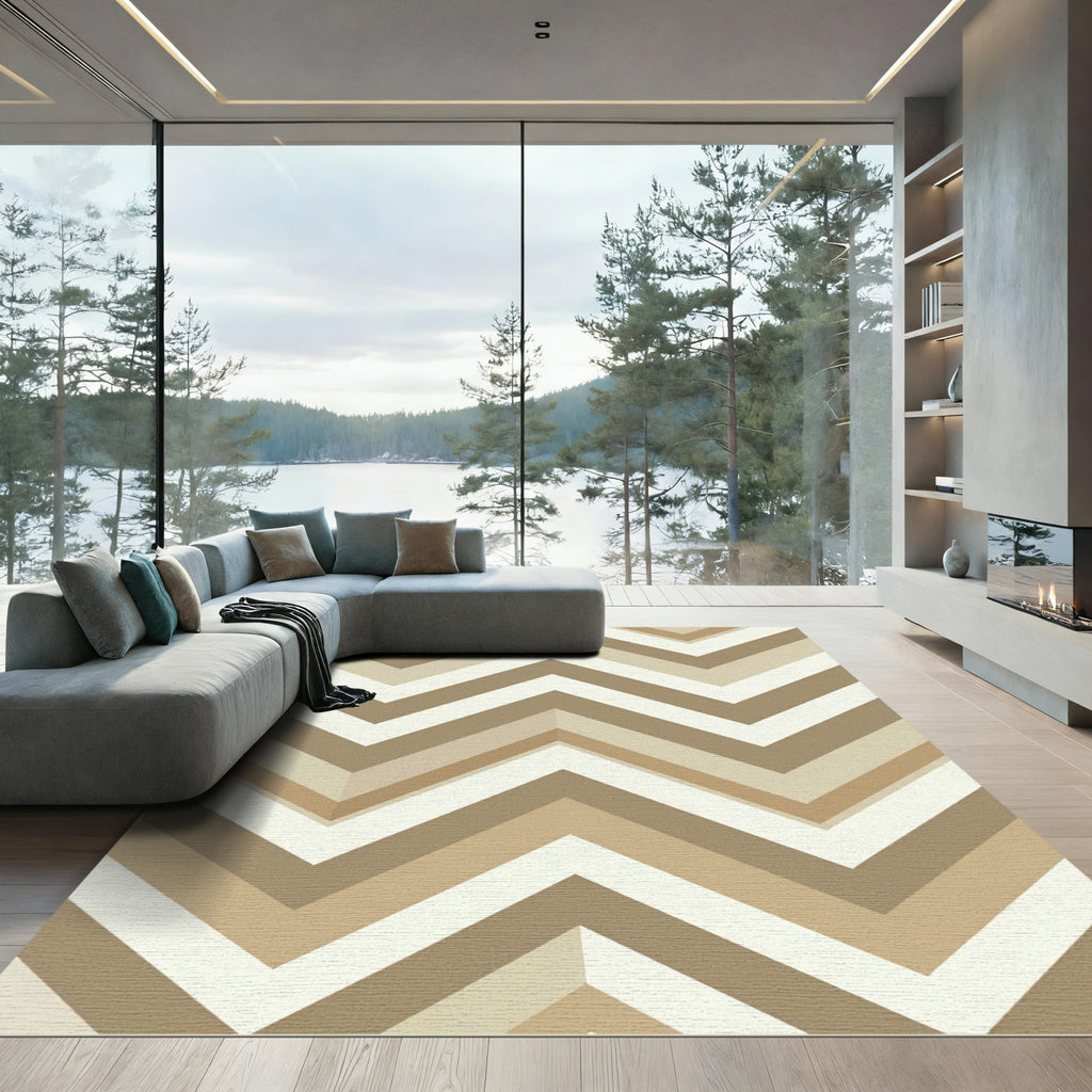 Earthy Neutrals Zigzag Chevron Rug