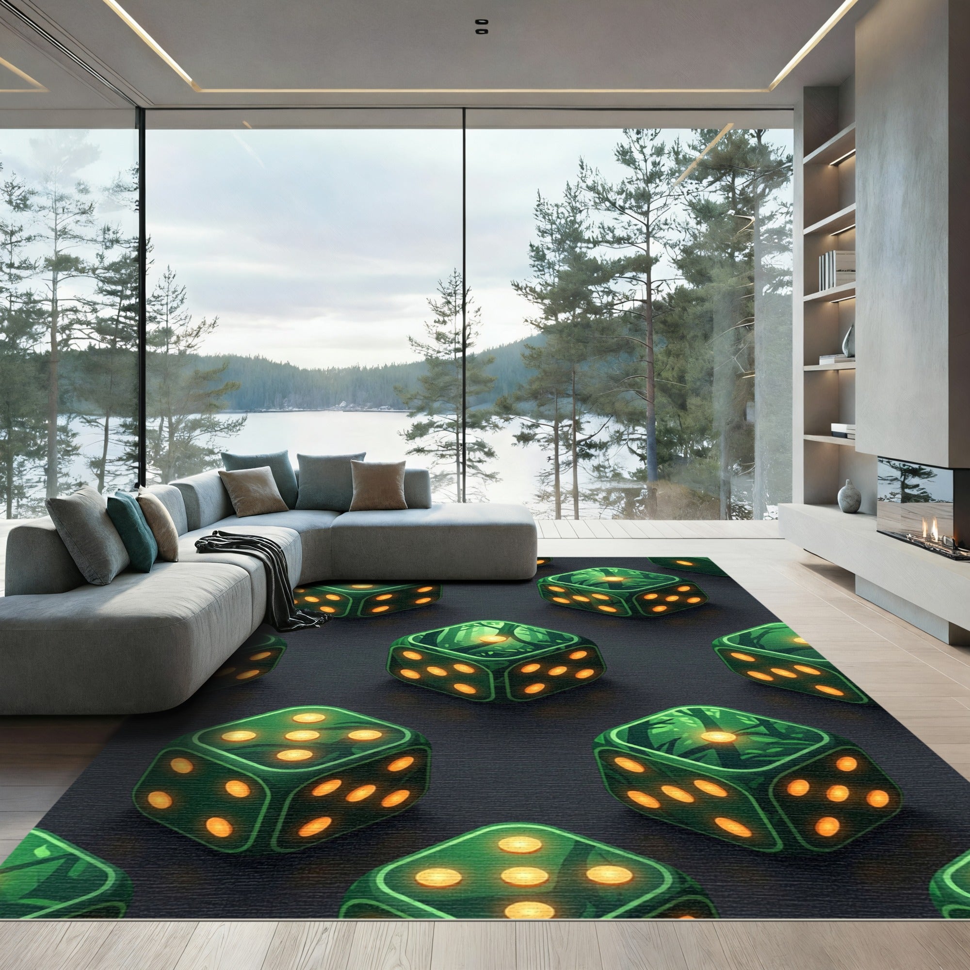 Luminous Forest Glow Cubic Dice Rug