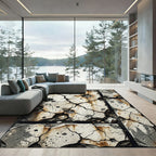 Cracked Concrete Abstract Earth Tones Rug