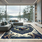 Western Bison Meadow Eagle Ink Illustration Rug