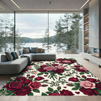 Crimson Pink Roses Cupid Heart Vine Rug