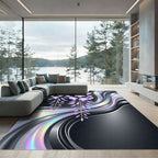 Iridescent Wisteria Floral Liquid Wave Rug