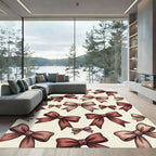 Whimsical Chocolate Bow Ribbon Illustration Rug