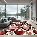 Retro Romantic Heart and Floral Meadow Rug