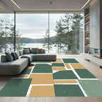 Modern Earthy Geometric Block Abstract Art Rug
