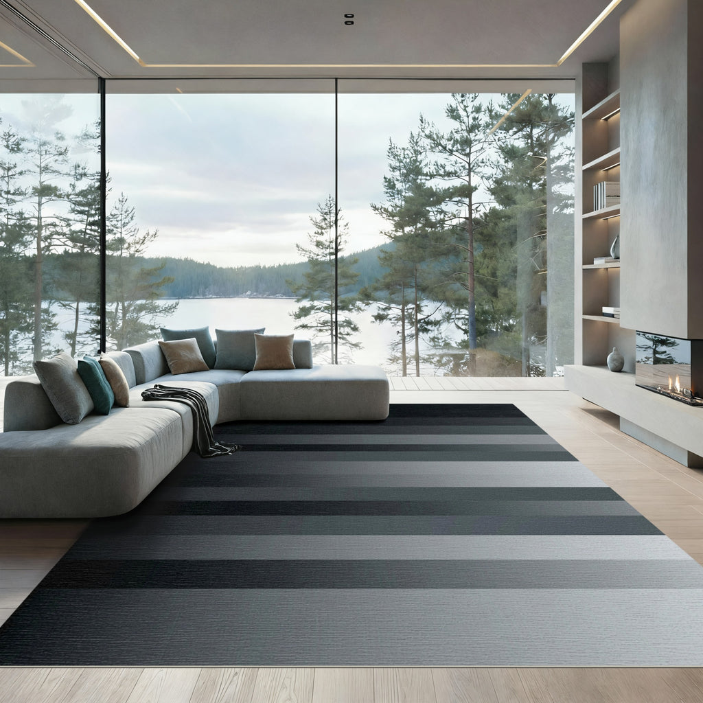 Gray Horizontal Gradient Stripe Rug