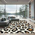 Leopard Print Cream Tan Black Spots Rug