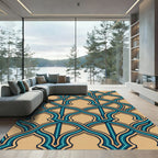 Interlocking Teal Archway Lattice Rug
