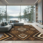 Warm Brown Diamond Navajo Inspired Rug