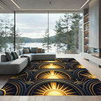 Art Deco Radiant Gold Sunburst Arches Rug