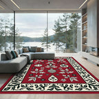 Crimson Mid-Century Modern Holiday Ornaments Rug
