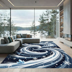 Swirling Blizzard Mountain Frost Abstract Rug